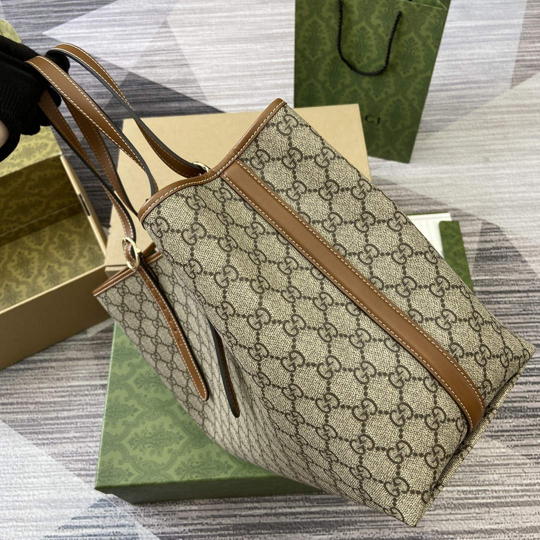 Gucci 815213 GG Emblem Large Tote Bag Brown