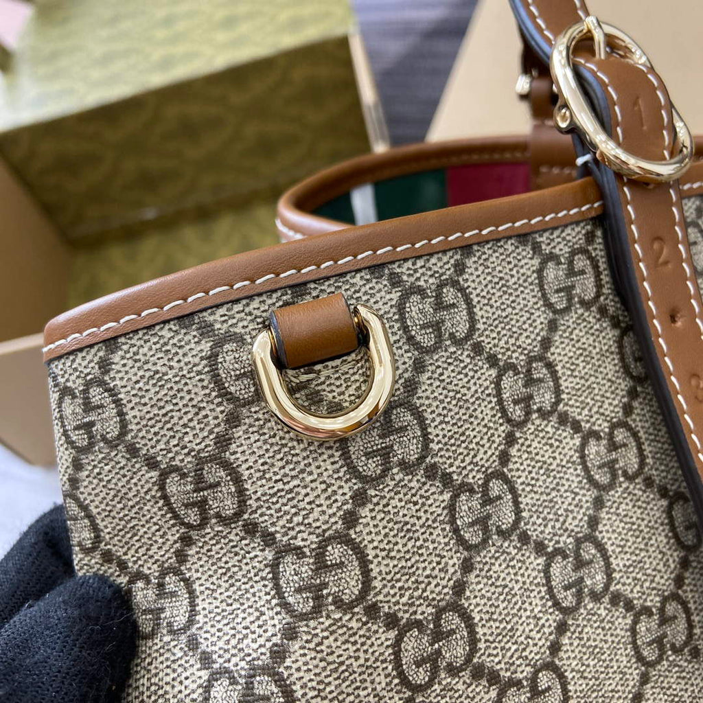 Gucci 815213 GG Emblem Large Tote Bag Brown