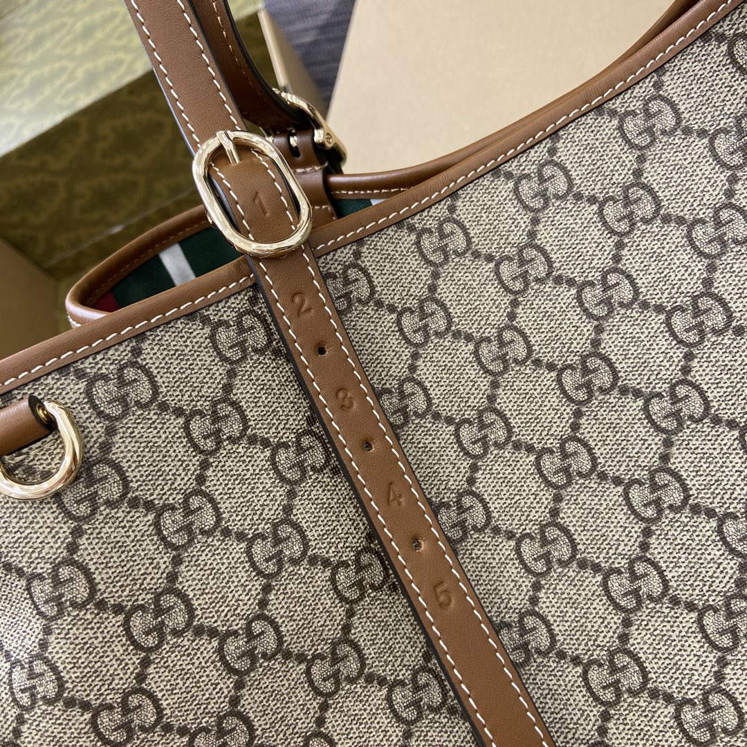 Gucci 815213 GG Emblem Large Tote Bag Brown
