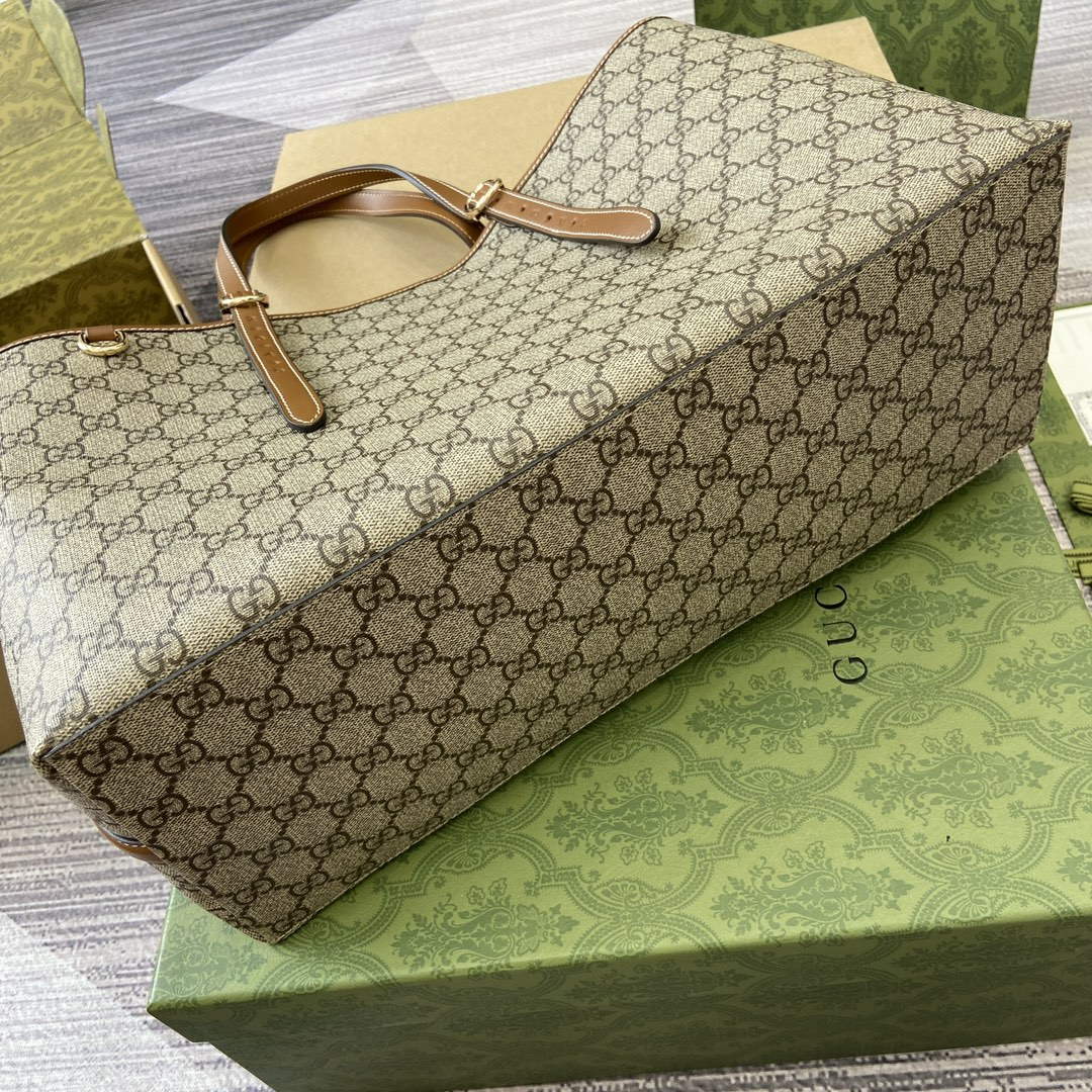Gucci 815213 GG Emblem Large Tote Bag Brown