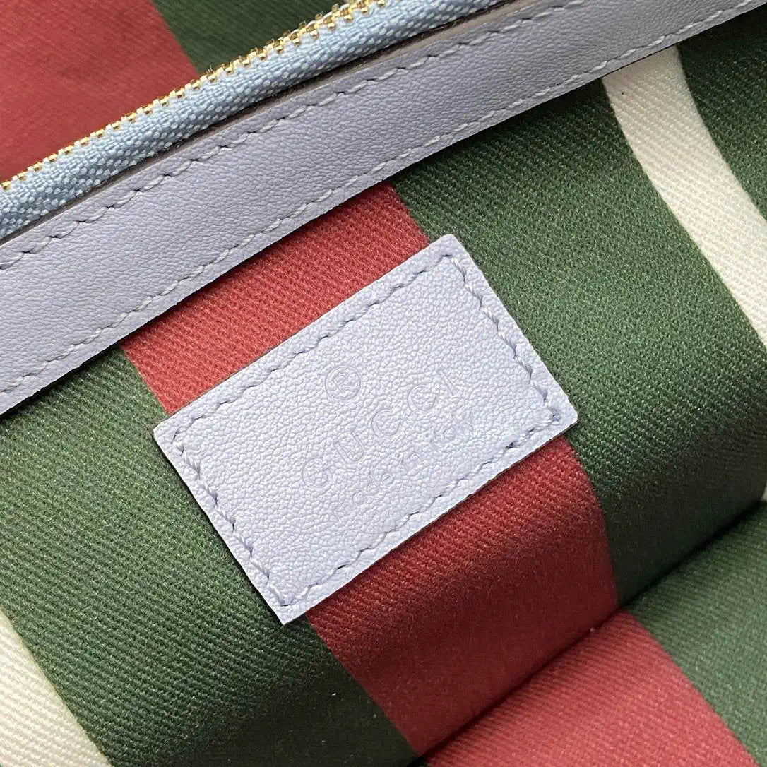 Gucci 815214 GG Emblem medium Tote Bag Beige and Blue fabric
