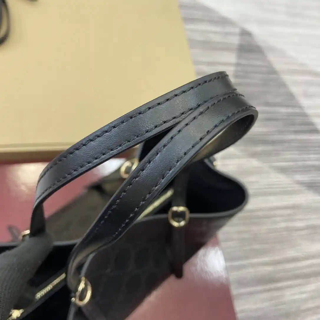 Gucci 815214 GG Emblem medium Tote Bag Black GG leather