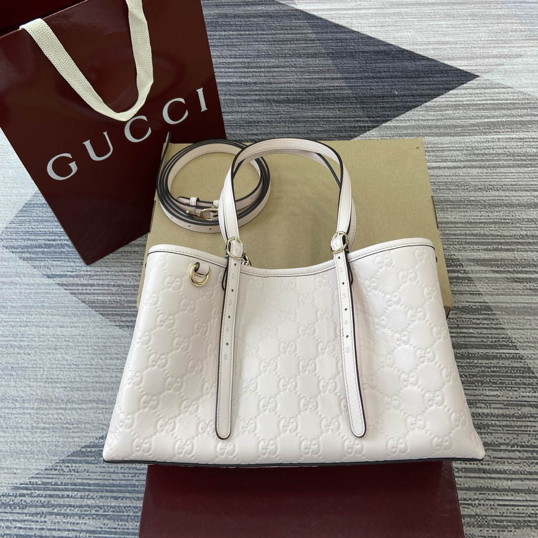 Gucci 815214 GG Emblem medium Tote Bag Ligth Pink GG leather