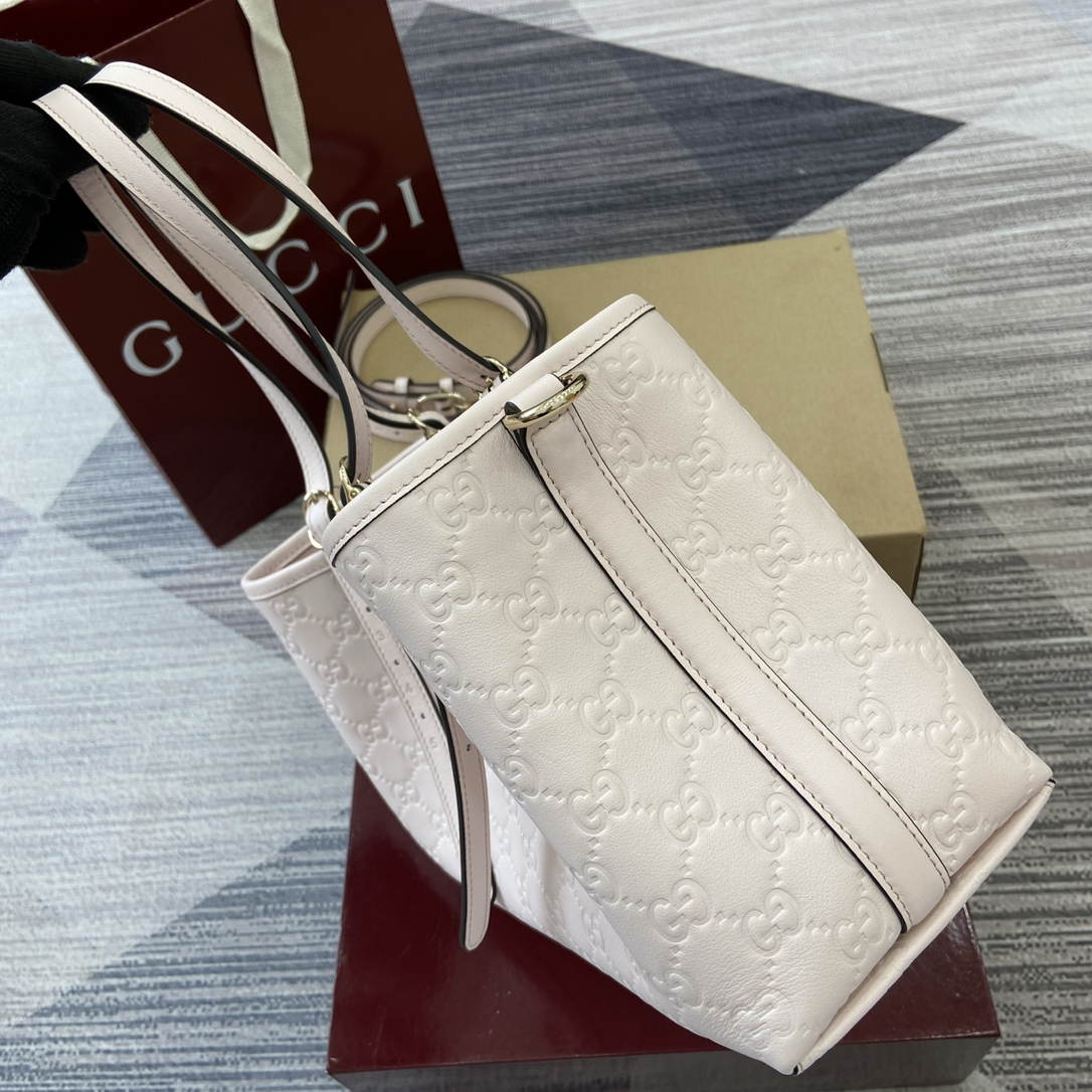 Gucci 815214 GG Emblem medium Tote Bag Ligth Pink GG leather