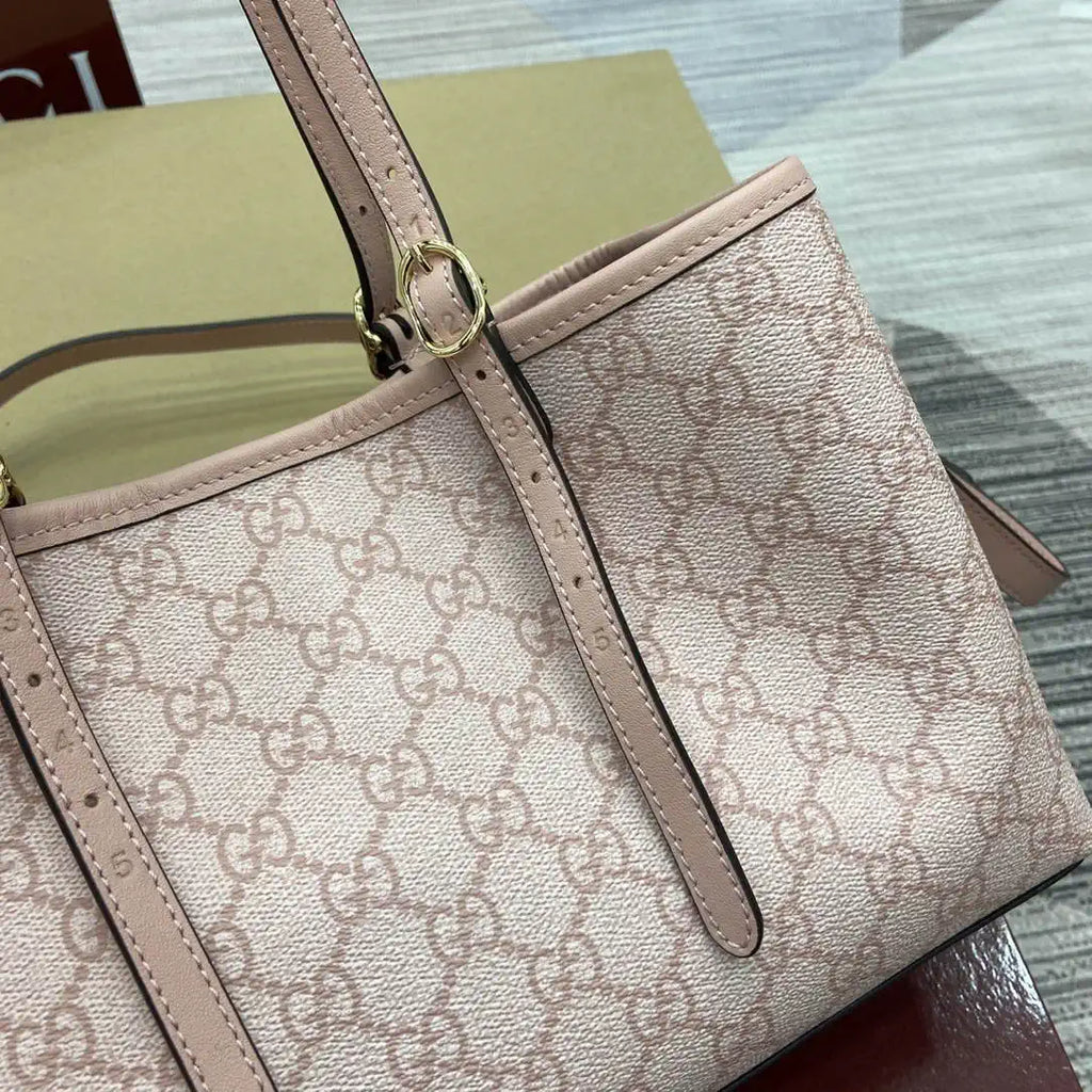 Gucci 815214 GG Emblem medium Tote Bag Pink fabric