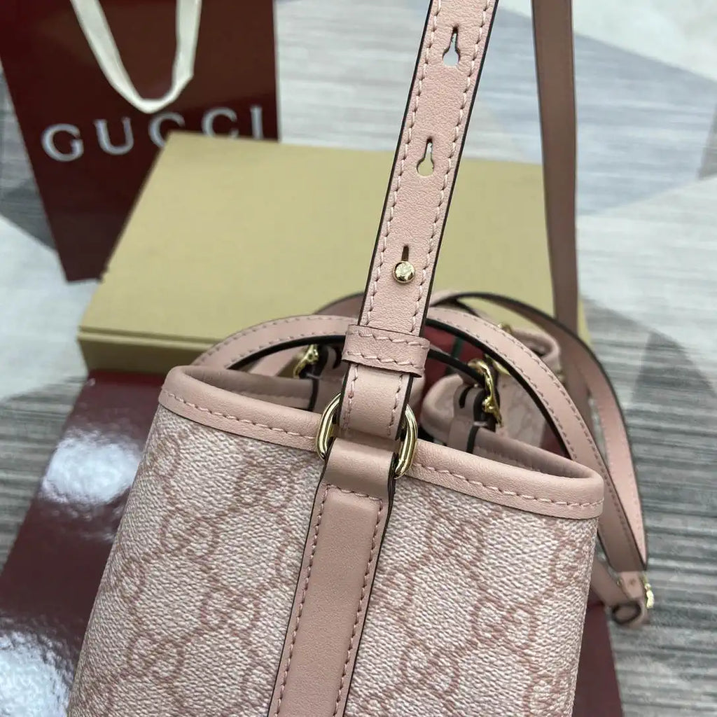 Gucci 815214 GG Emblem medium Tote Bag Pink fabric