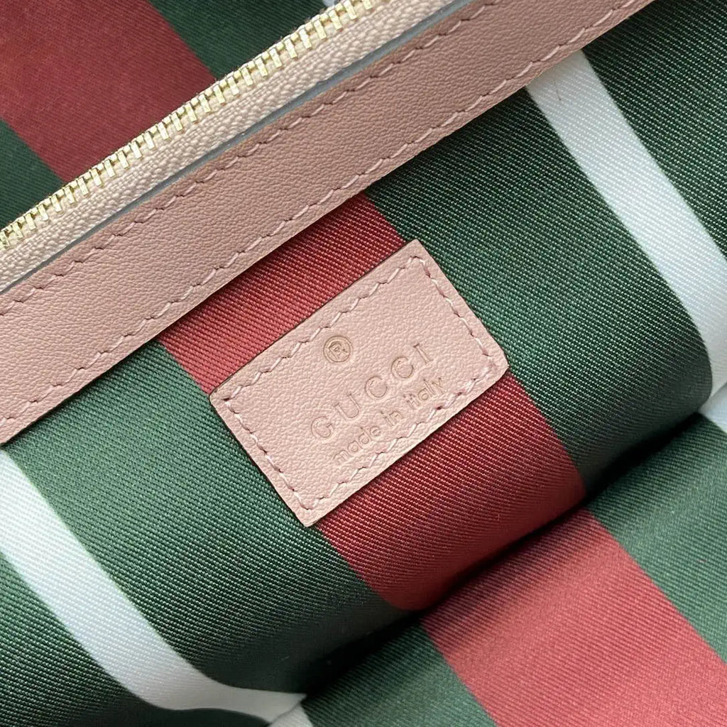 Gucci 815214 GG Emblem medium Tote Bag Pink fabric