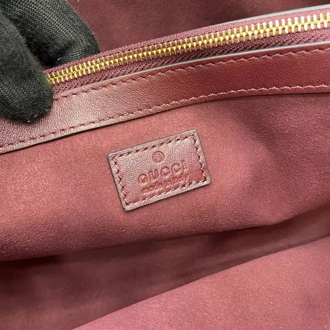 Gucci 815214 GG Emblem medium Tote Bag Red GG leather