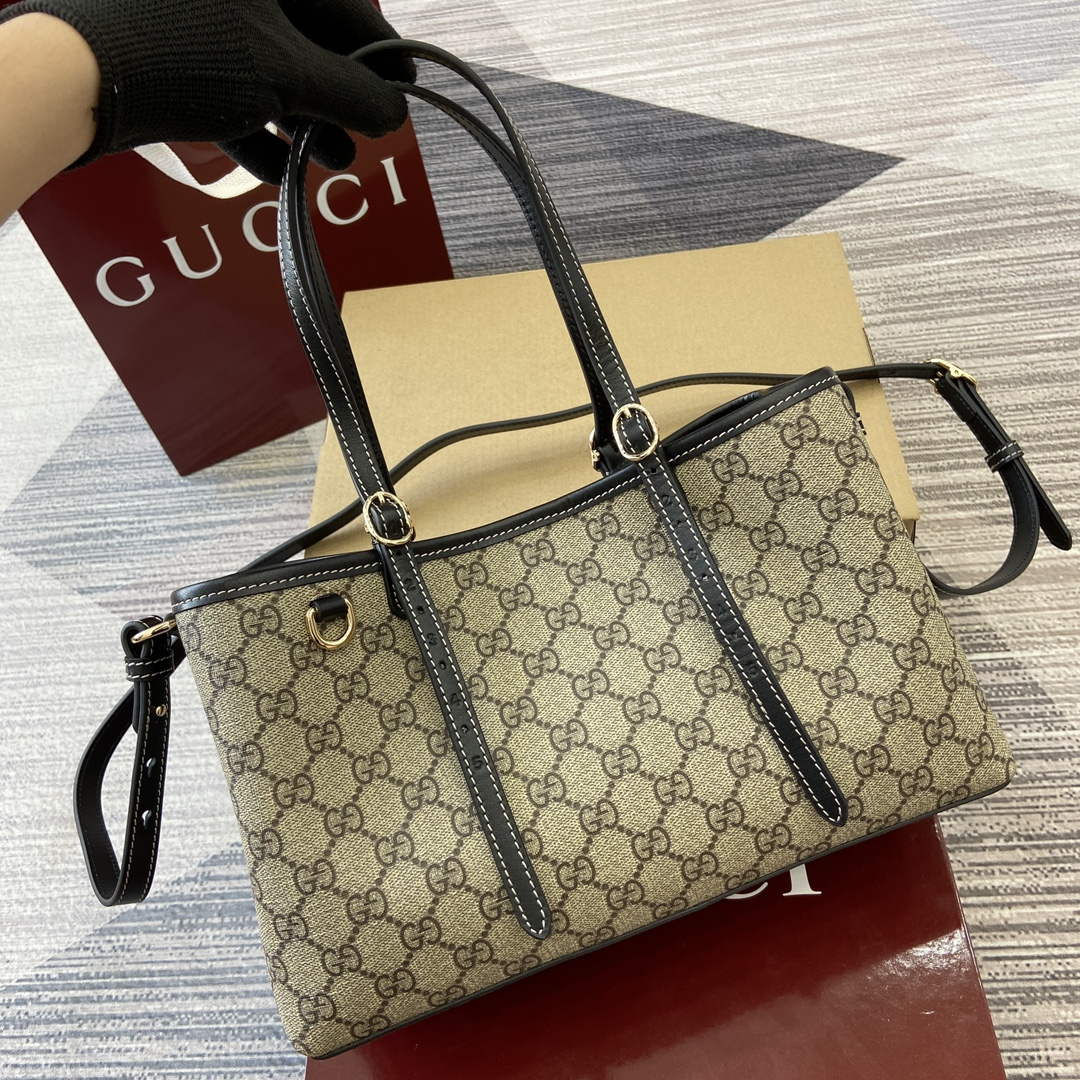 Gucci 815214 GG Emblem Small Tote Bag Black
