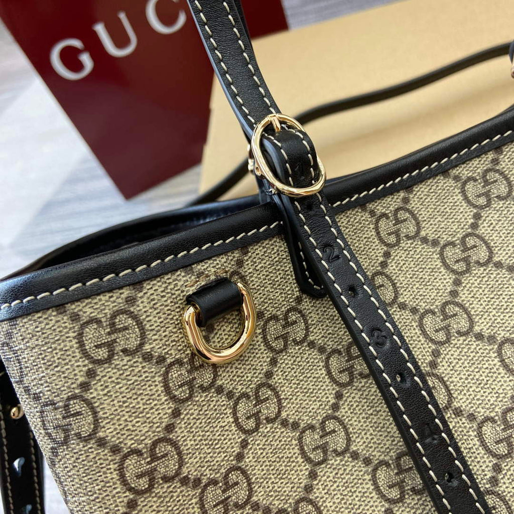 Gucci 815214 GG Emblem Small Tote Bag Black