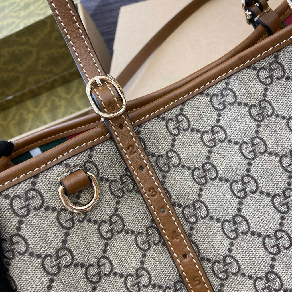 Gucci 815214 GG Emblem Small Tote Bag Brown