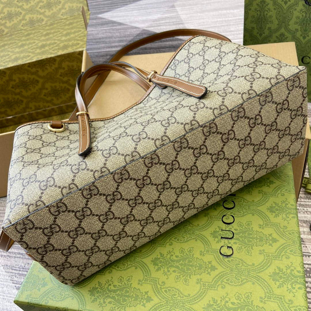 Gucci 815214 GG Emblem Small Tote Bag Brown
