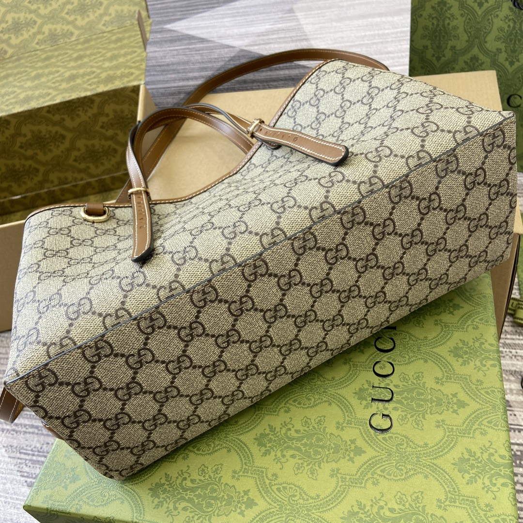 Gucci 815214 GG Emblem Small Tote Bag Brown