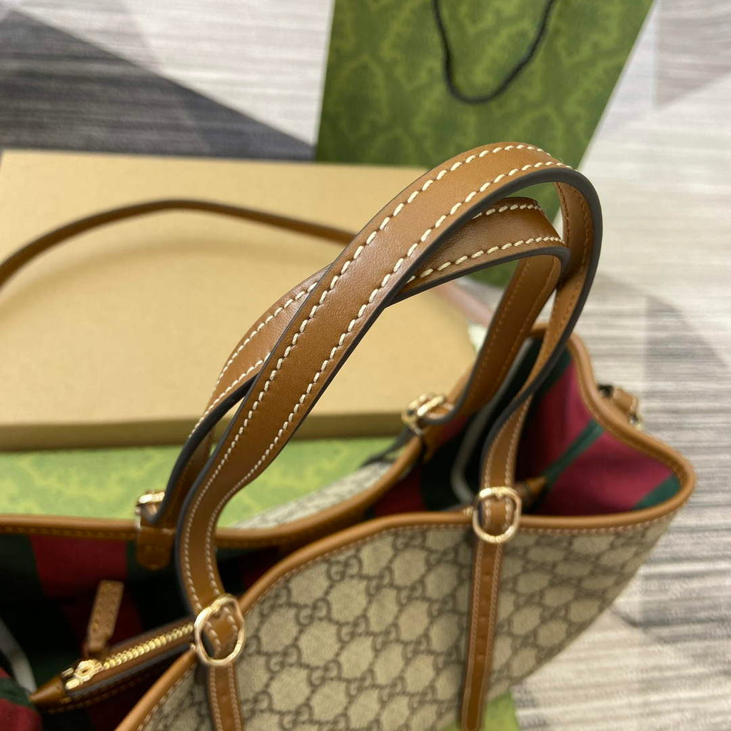 Gucci 815214 GG Emblem Small Tote Bag Brown