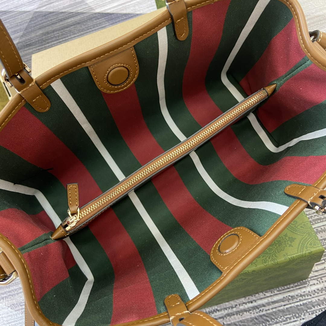 Gucci 815214 GG Emblem Small Tote Bag Brown