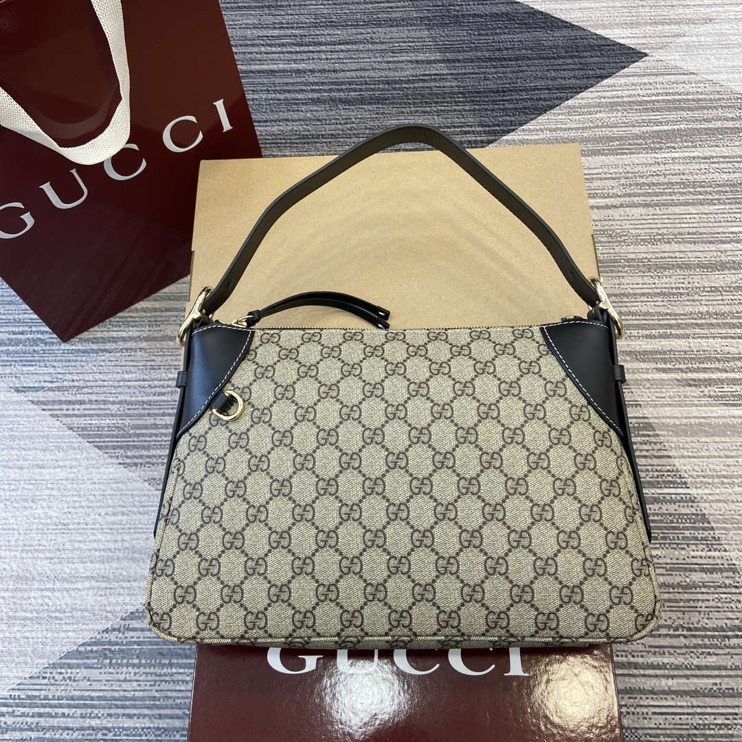 Gucci 815216 GG Emblem medium shoulder bag Beige and Black - Default Title - View 1