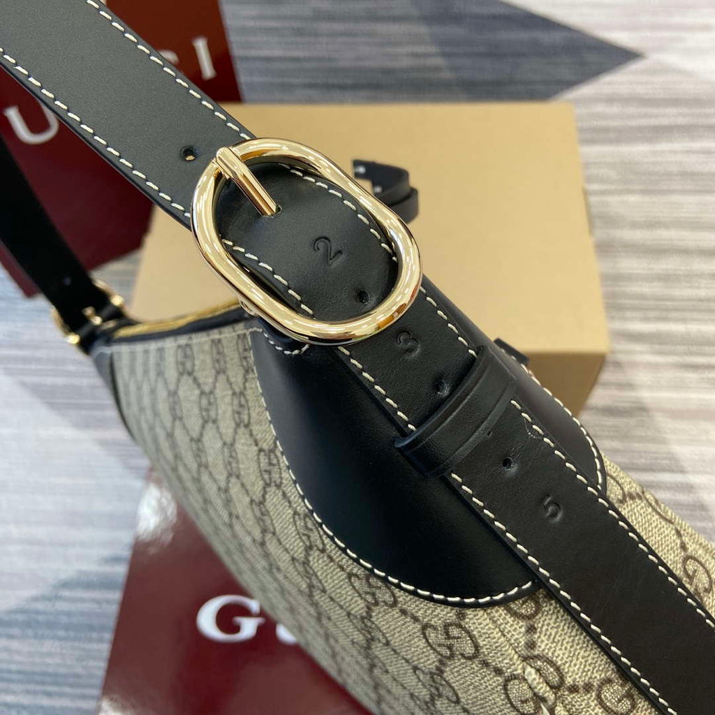 Gucci 815216 GG Emblem medium shoulder bag Beige and Black