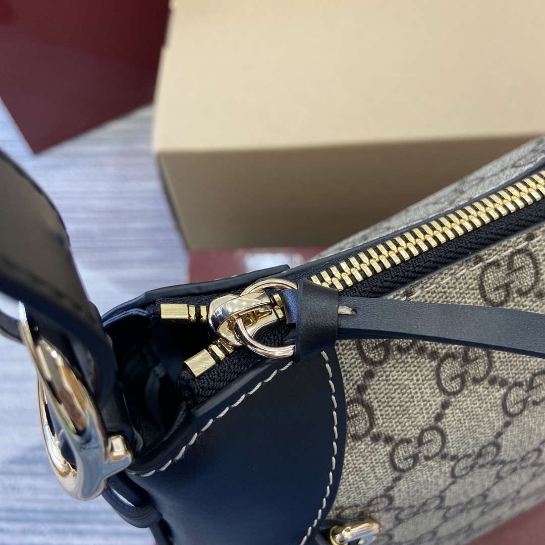 Gucci 815216 GG Emblem medium shoulder bag Beige and Black