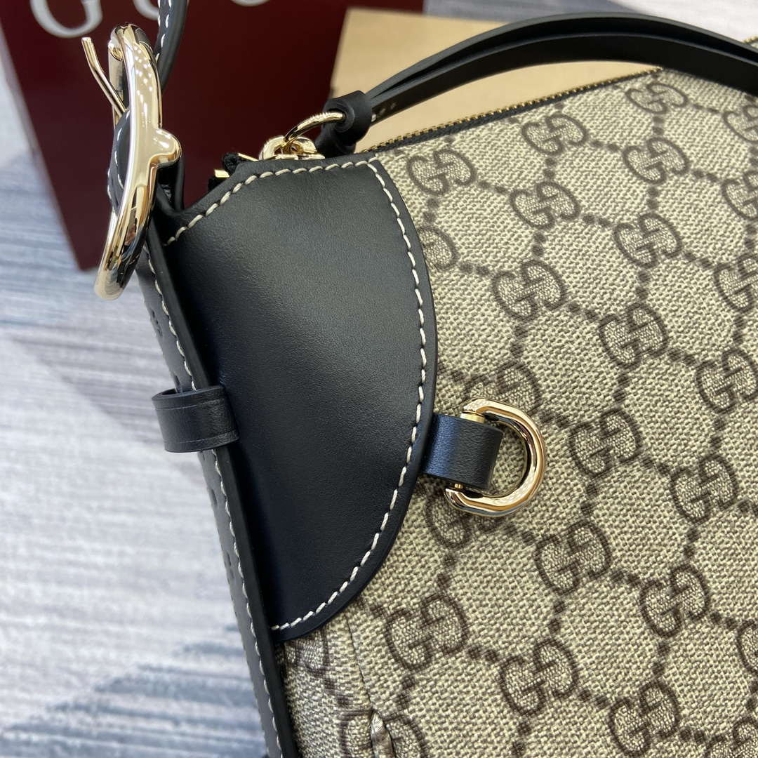 Gucci 815216 GG Emblem medium shoulder bag Beige and Black