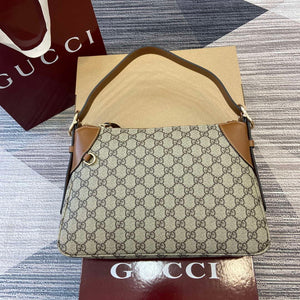 Gucci 815216 GG Emblem medium shoulder bag Beige and Brown - Default Title - View 1
