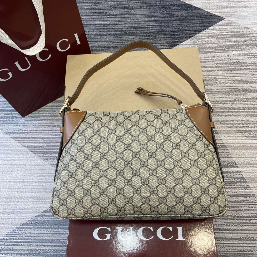 Gucci 815216 GG Emblem medium shoulder bag Beige and Brown