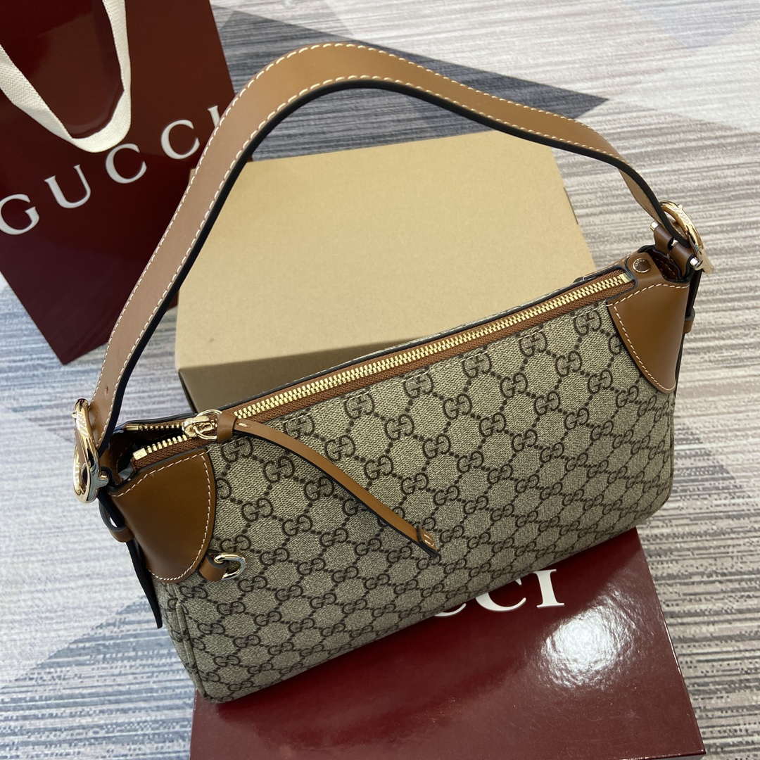 Gucci 815216 GG Emblem medium shoulder bag Beige and Brown - Default Title - View 4