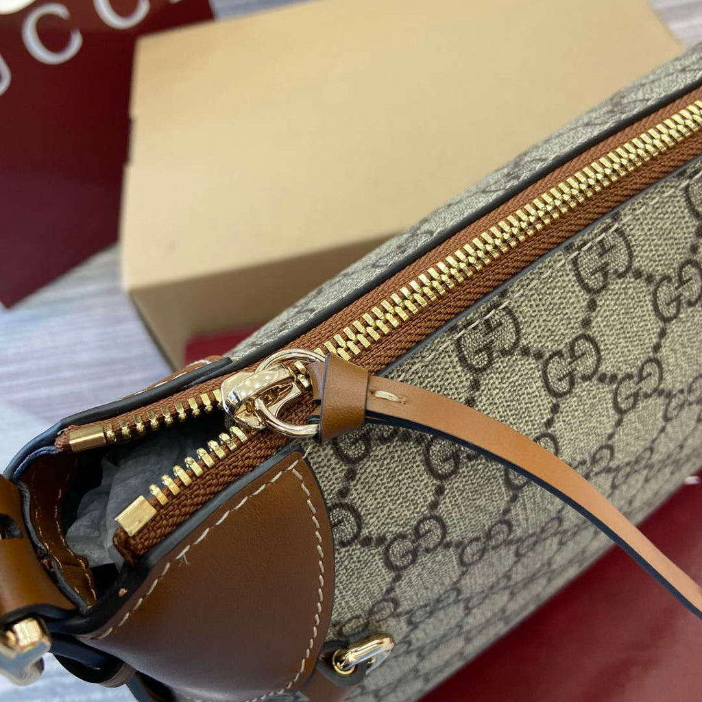 Gucci 815216 GG Emblem medium shoulder bag Beige and Brown