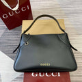 Gucci 815217 GG Emblem Large Shoulder Bag Black smooth leather - Default Title - View 1