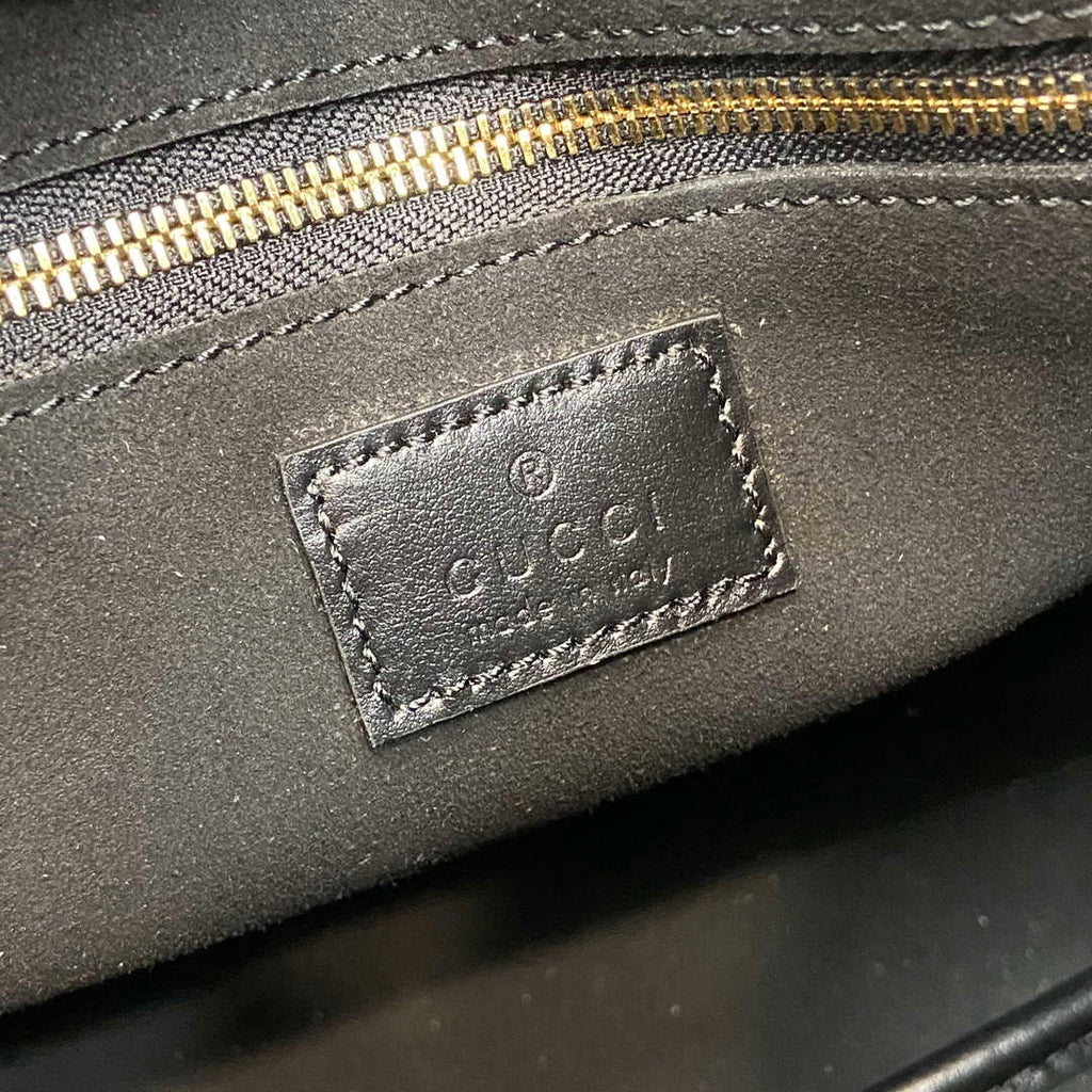 Gucci 815217 GG Emblem Large Shoulder Bag Black smooth leather