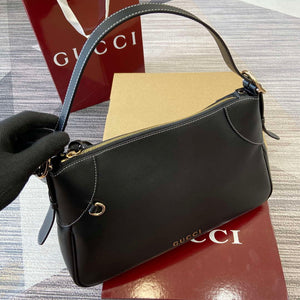 Gucci 815217 GG Emblem Large Shoulder Bag Black smooth leather - Default Title - View 5