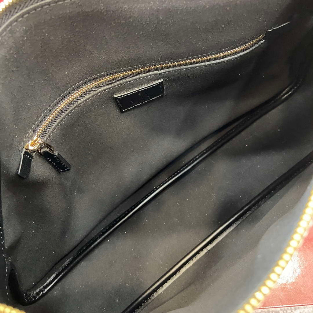 Gucci 815217 GG Emblem Large Shoulder Bag Black smooth leather