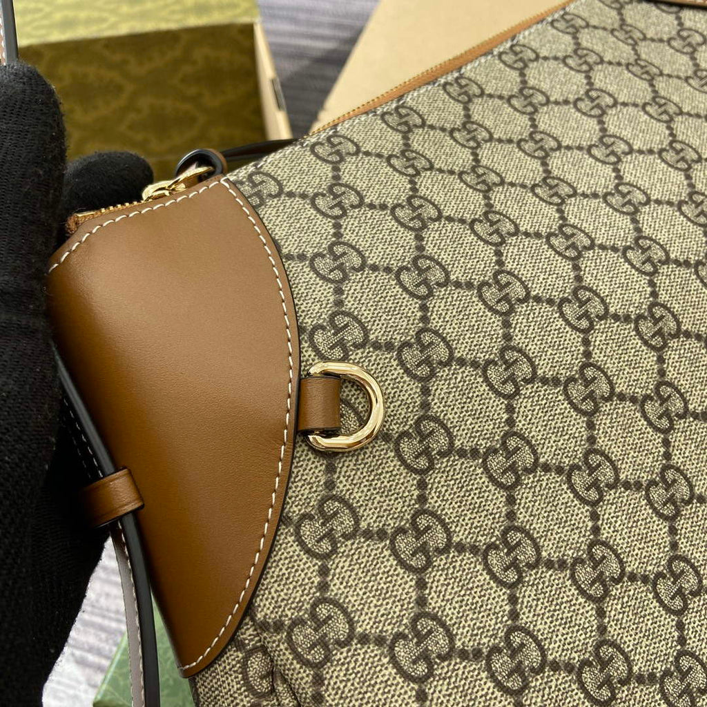 Gucci 815217 GG Emblem Medium Shoulder Bag Brown