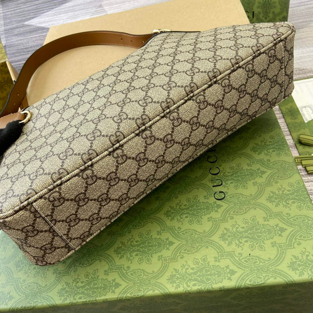 Gucci 815217 GG Emblem Medium Shoulder Bag Brown
