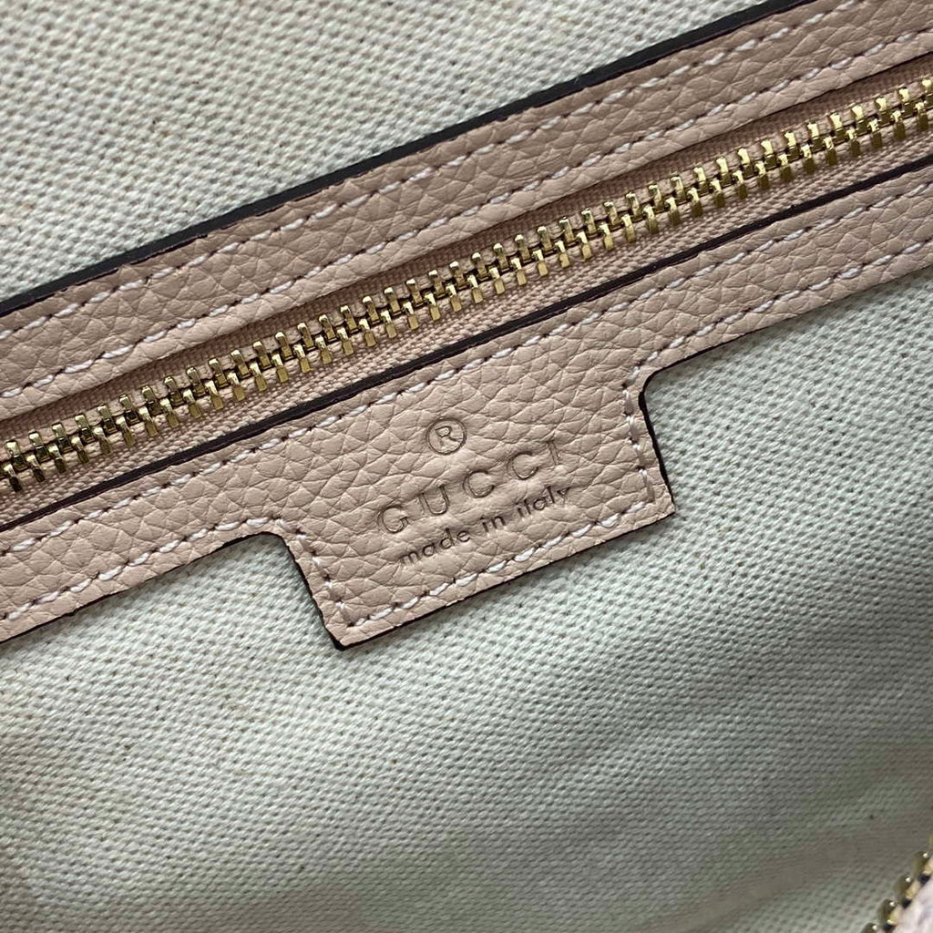 Gucci 815255 GG Emblem Small top handle bag Beige