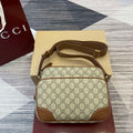 Gucci 821160 GG Emblem medium crossbody bag Beige and dark brown
