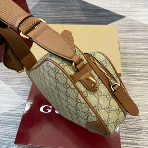 Gucci 821160 GG Emblem medium crossbody bag Beige and dark brown - Default Title - View 3