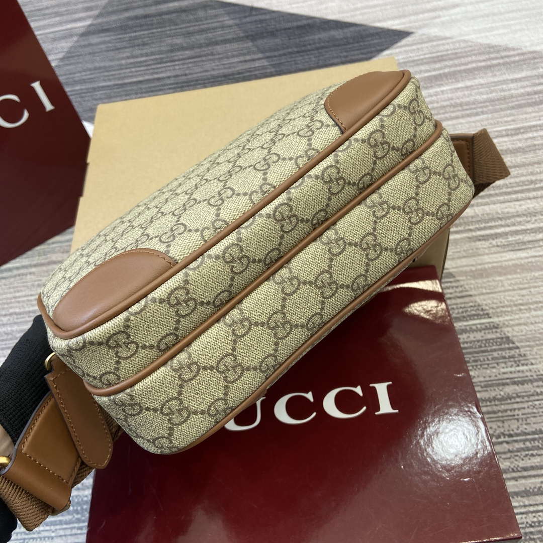 Gucci 821160 GG Emblem medium crossbody bag Beige and dark brown - Default Title - View 6
