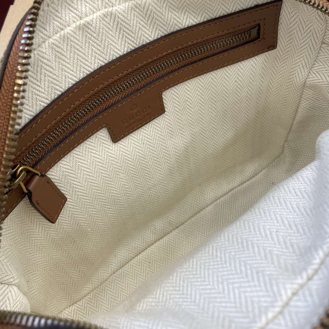 Gucci 821160 GG Emblem medium crossbody bag Beige and dark brown