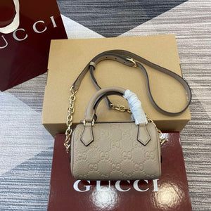 Gucci 815256 GG Emblem super mini top handle bag Apricot - Default Title - View 1