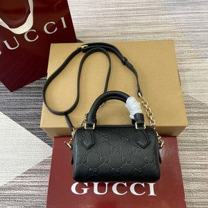 Gucci 815256 GG Emblem Super Mini Top Handle Bag Black - Default Title - View 1