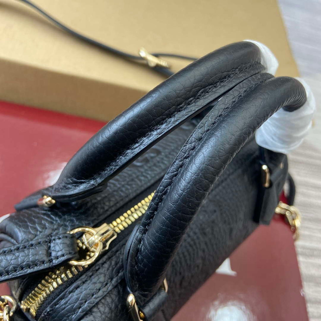 Gucci 815256 GG Emblem Super Mini Top Handle Bag Black