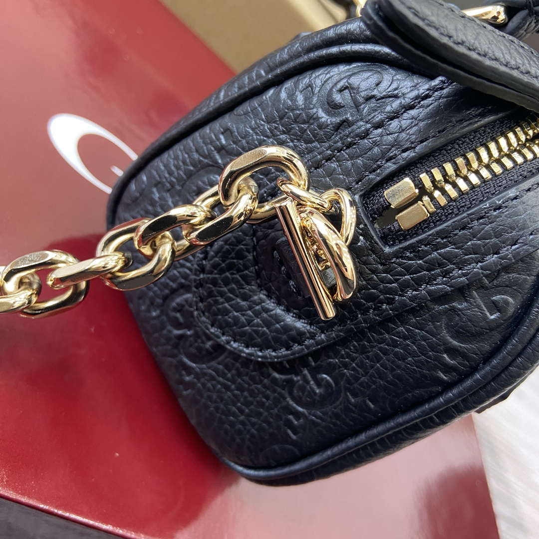 Gucci 815256 GG Emblem Super Mini Top Handle Bag Black - Default Title - View 11