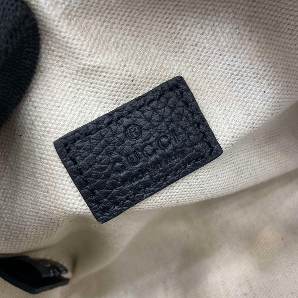 Gucci 815256 GG Emblem Super Mini Top Handle Bag Black