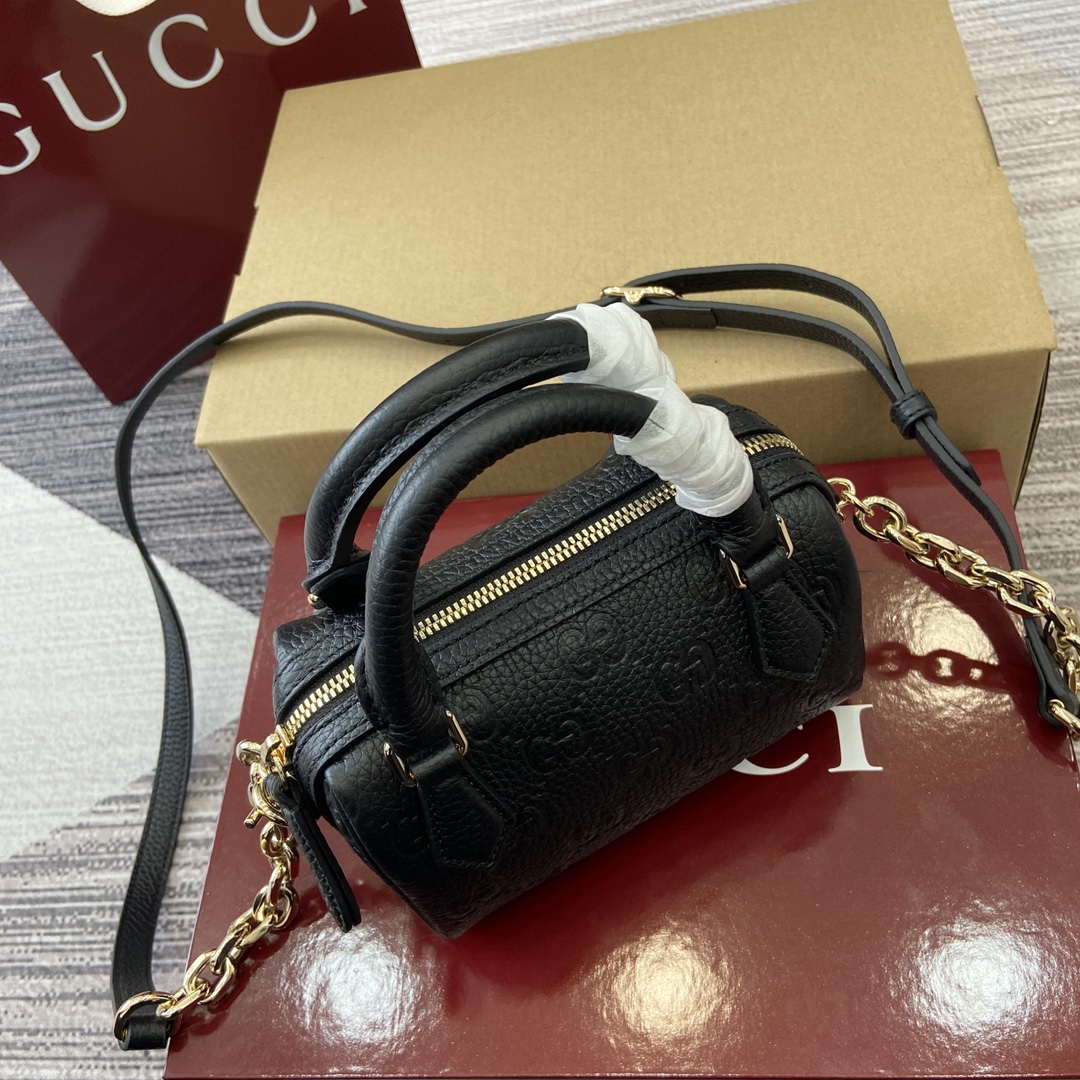 Gucci 815256 GG Emblem Super Mini Top Handle Bag Black - Default Title - View 4