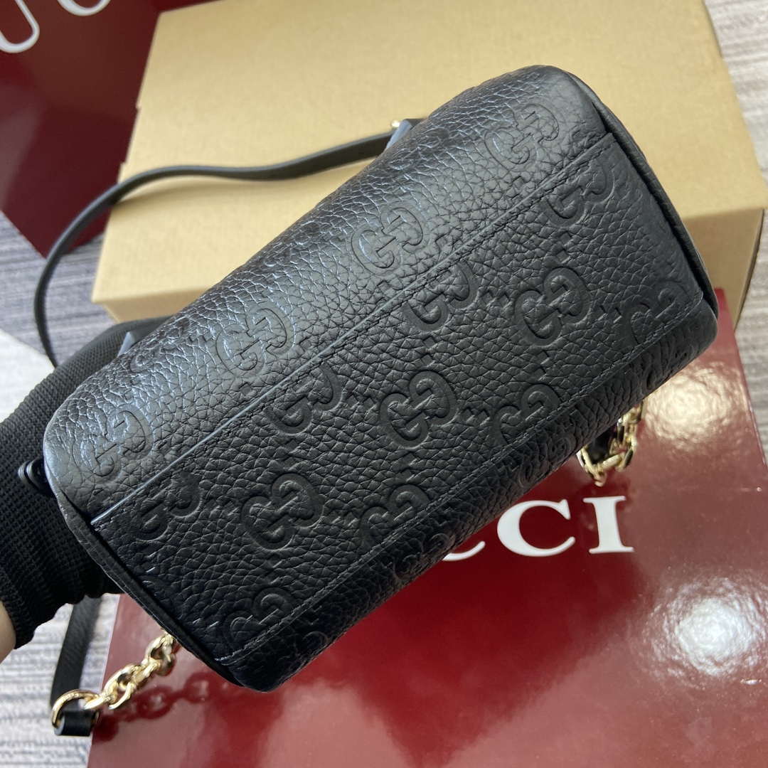 Gucci 815256 GG Emblem Super Mini Top Handle Bag Black - Default Title - View 6