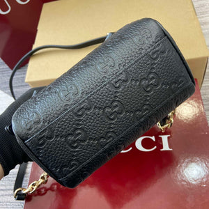 Gucci 815256 GG Emblem Super Mini Top Handle Bag Black - Default Title - View 6