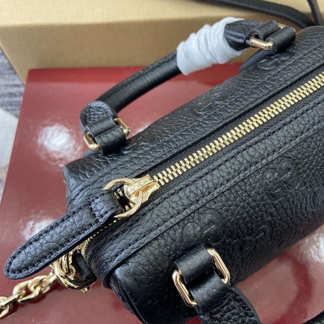 Gucci 815256 GG Emblem Super Mini Top Handle Bag Black