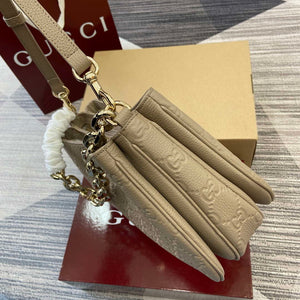 Gucci 815263 GG Emblem Small Shoulder Bag Apricot - Default Title - View 3