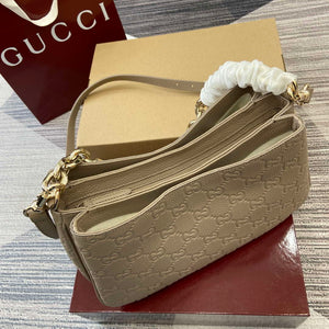 Gucci 815263 GG Emblem Small Shoulder Bag Apricot - Default Title - View 5