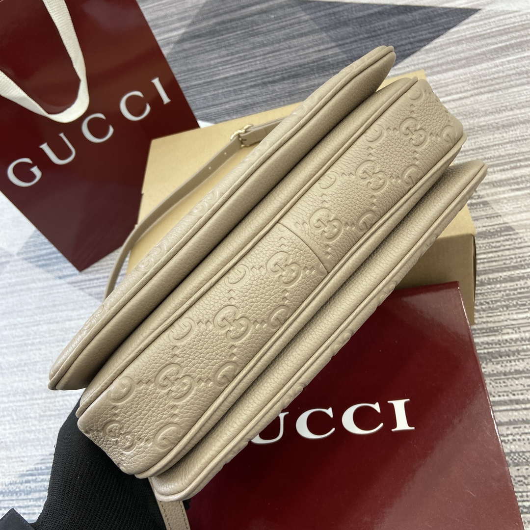 Gucci 815263 GG Emblem Small Shoulder Bag Apricot - Default Title - View 7